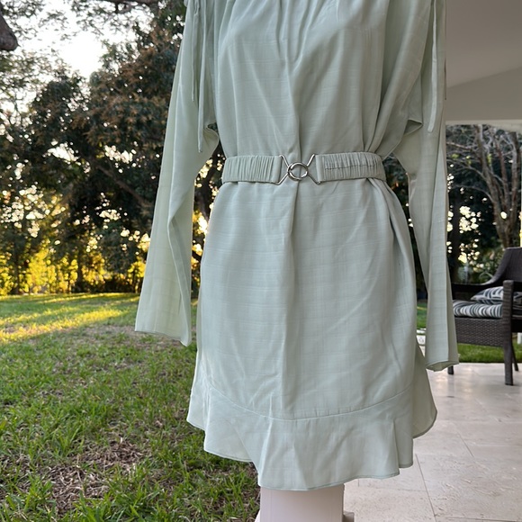 Mint colored belted boatneck with adjustable ties mini dress by Camila Coelho - Picture 6 of 12
